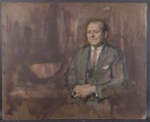GEORGE WEISSBORT (1928 - 2013) A PORTRAIT OF A SEATED MAN Signed, oil on board, unframed