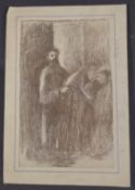 CIRCLE OF LESSER URI Choristers, brown crayon, unframed, 9.75