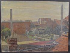 GEORGE WEISSBORT (1928 - 2013) GARDEN SCENE Signed and dated, 1970 oil on board unframed 54cm x