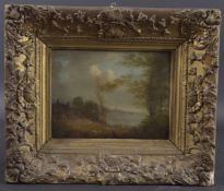 DUTCH SCHOOL (18TH/19TH CENTURY) Landscape with cottage and boats on a shoreline with distant church