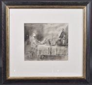 GEORGE WEISSBORT (1928 - 2013) Interior, the artist scetching. Watercolour and ink. 20cm x 23cm