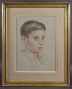 MARY BISHOP (20TH CENTURY) Portrait of a boy. conte crayon, signed and dated 1956, 15.75