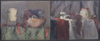 GEORGE WEISSBORT (1928 - 2013) TWO STILL LIFES, a tankard and basket of fruit. AND a jar of mustard,