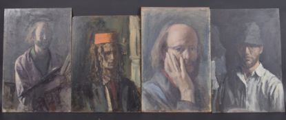 GEORGE WEISSBORT (1928 - 2013) FOUR VARIOUS ARTIST'S PORTRAITS in various poses. Oil on panels,