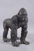A BRONZE GORILLA. 14ins high.