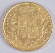 AN 1858 CROWN SHIELD GOLD SOVEREIGN from THE DOURO CARGO, Spink Auction 20/21 March 1996, Lot 175,