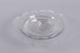 A GOOD LALIQUE GLASS OCTAGONAL FLOWER BOWL. 10.5ins.