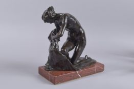 JOHN CLUYSENAAR (1899-1986) BELGIUM. Leda and the Swan, a good cast bronze on a rouge marble base.