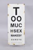 AN OPTICIANS ENAMEL SIGN. 22ins x 9ins.