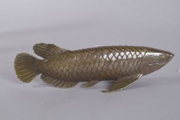 A BRONZE CARP. 11ins long.