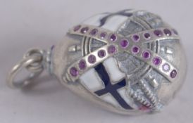 A RUSSIAN SILVER FLAGS PENDANT.