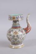 A CHINESE FAMILLE ROSE PORCELAIN LIDDED EWER, six-character mark to base. 20cm high.