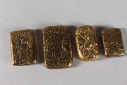 A COLLECTION OF FOUR BRASS VESTA CASES.