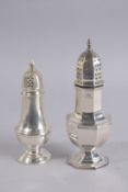 TWO SILVER SUGAR SIFTER.