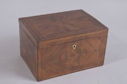 A GEORGE III INLAID WOODEN BOX with fittings. 8.5ins high.