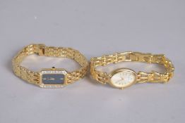 TWO LADIES SEIKO WRISTWATCHES with gilt metal strap.