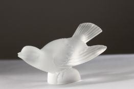 A GOOD LALIQUE BIRD. Engraved Lalique, France. 5ins high.