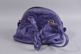 A VALENTINO SOFT BLUE LEATHER BAG with rope carrying handle. 12ins high.