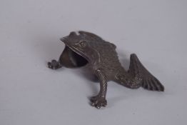 A BRONZE FROG 6ins high.