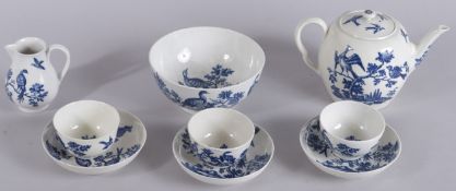 A WORCESTER BLUE AND WHITE PART TEA SET 