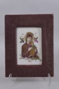 A GREEK-RUSSIAN PORCELAIN ICON, Madonna and Child. 8ins x 5.5ins, in a velvet frame.