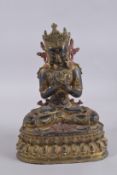 A LARGE GILT BRONZE BUDDHA. 33cm high.
