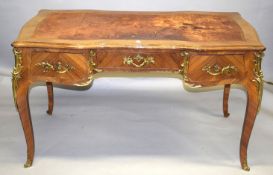A GOOD 19TH CENTURY LOUIS XVI STYLE BUREAU PLAT, with crossbanded top, leather writing panel,