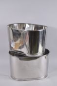 A SMALL PAIR OF NAPOLEON BONAPARTE WINE COOLERS, 'LILY BOLLINGER'. 16ins long x 10ins high.