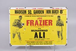 A JOE FRAZIER VS MUHAMMAD ALI ENAMEL SIGN. 12ins x 17ins. 248.