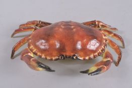 A LARGE CAST IRON CRAB BOX. 11ins long.