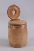 A SCOTTISH WOODEN SALT BOX with rising lid. 13ins high.