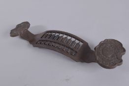 A CHINESE BRONZE RUYI SCEPTRE. 13ins high.