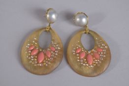 ALEXIS BITTAR. A PAIR OF CORAL AND DIAMOND EARRINGS, signed.