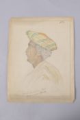 A WATERCOLOUR PORTRAIT ON PAPER, depicting Rajah Rammohun Roy, the verso inscribed, 32.5cm x 25cm.