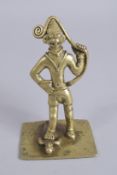 AN 18TH-19TH CENTURY INDIAN BRASS FIGURE OF HAMUMAN, 13.5cm high.