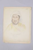 A WATERCOLOUR PORTRAIT ON PAPER, depicting Sir Jung Bahadur K.L.L. of Nepal, the verso inscribed and
