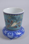 A 19TH CENTURY JAPANESE TOTAI SHIPPO CLOISSONE ON PORCELAIN VASE, inscribed t the base, 10cm high.