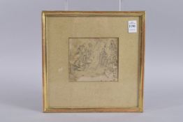 A VERY FINE INDIAN MINATURE DRAWING ON PAPER OR HIDE, depicting a scene with Mohamedan Zenana
