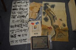 Various Oriental unframed works.