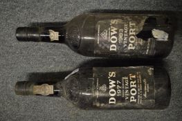 Dow's vintage port 1977, two bottles.