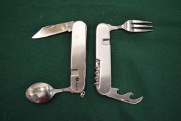 A combination knife, fork and spoon.