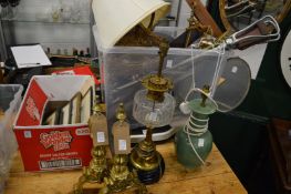 Miscellaneous items to include fire dogs, pictures, lamps etc.