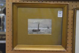 Charles Frederick Allbon, fishing boats at sea, watercolour, signed.