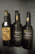 Sandeman vintage port 1975, one bottle, Croft vintage port 1977, one bottle and Fonseca vintage port