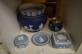 Wedgwood Jasperware and similar items to include a large circular jardiniere.