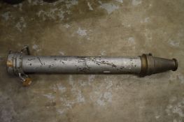 A large nozzle for a fireman's hose.