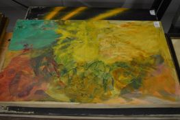 Adam Stone, escape, oil on canvas, unframed and another.