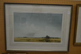 William North, Summer at Otmoor, watercolour, signed and dated 1986.