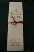 The Macallan Decanter 25 year old single highland malt Scotch whisky, distilled 1962 with original