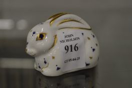 A Royal Crown Derby model of a bunny rabbit (cracked).